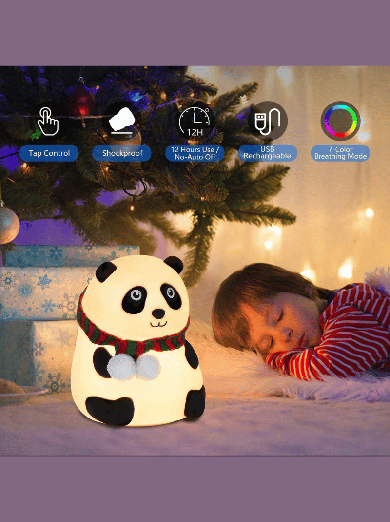 Big Panda Night Light LED Silicone Squishy Animal Lamp for Kids