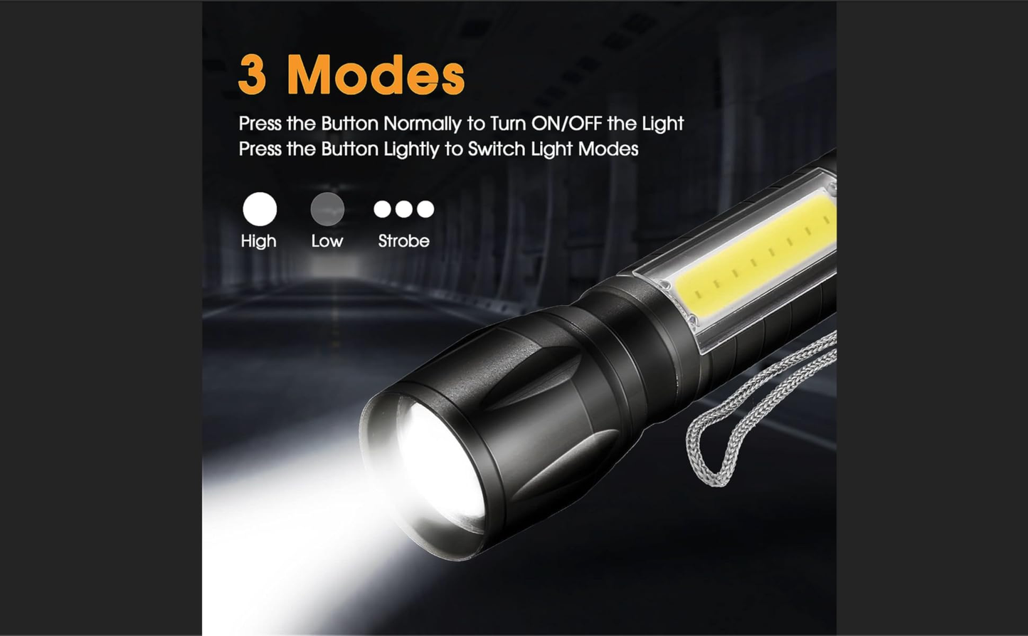 LED Torch Rechargeable, Super Bright Adjustable Focus Flashlight