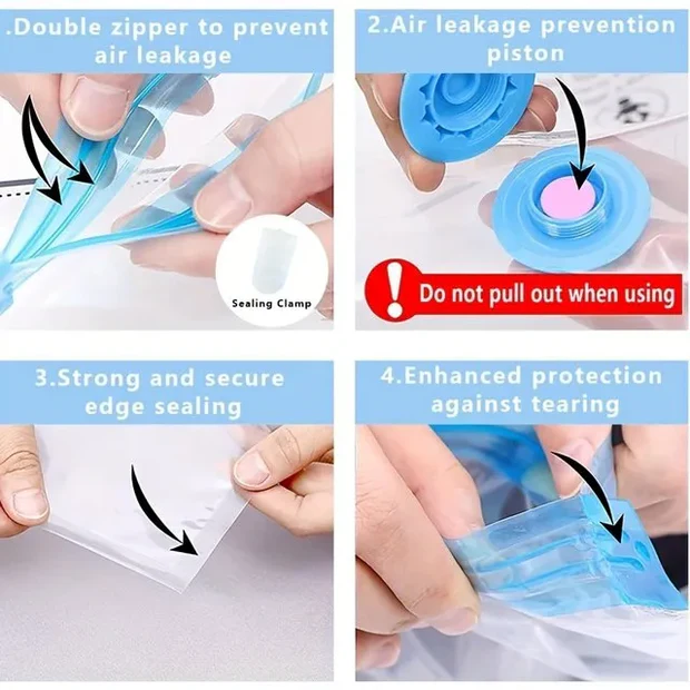 Vacuum Storage Bags β (5 Pack) with Hand Pump | Save Up to 80% Space!