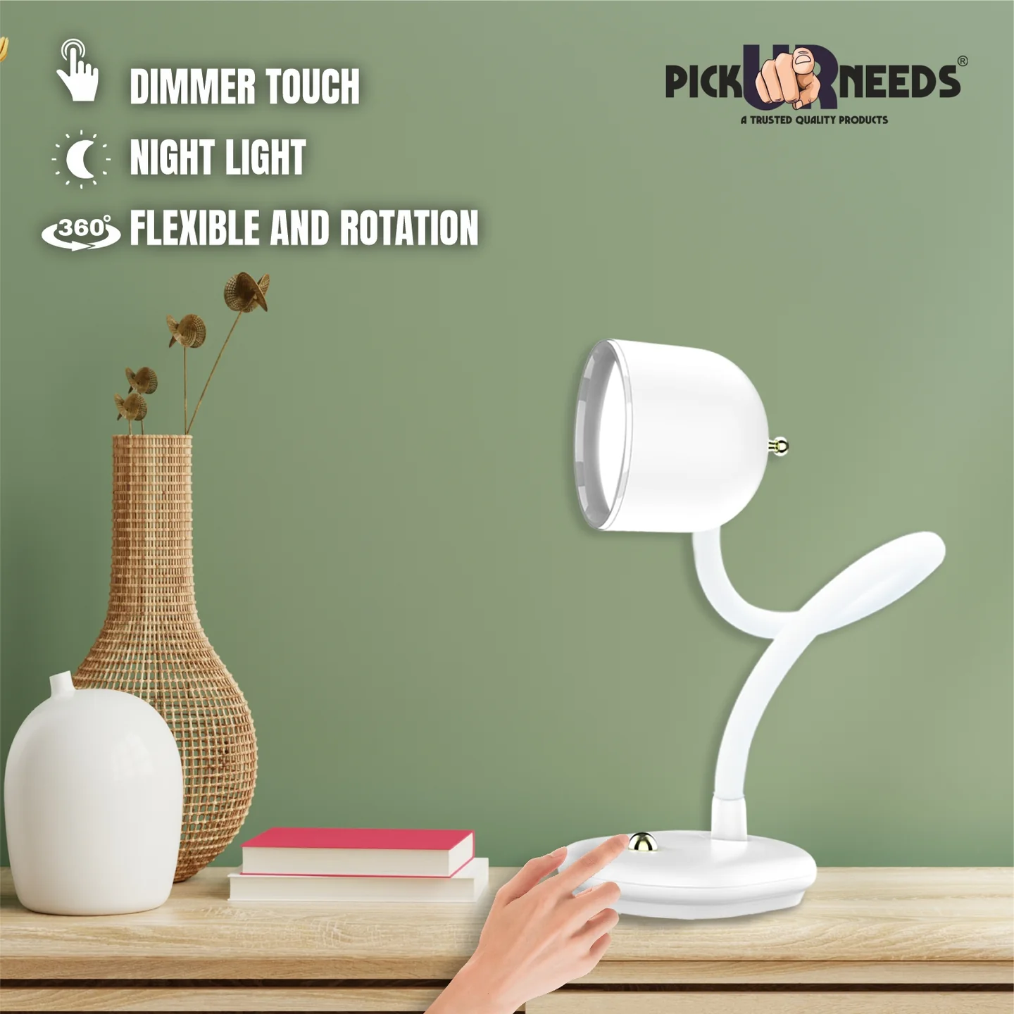 Rechargeable LED Touch Study Table Lamp for Kids | Eye Protection, USB Charging, Dimmable Light for Students & Reading