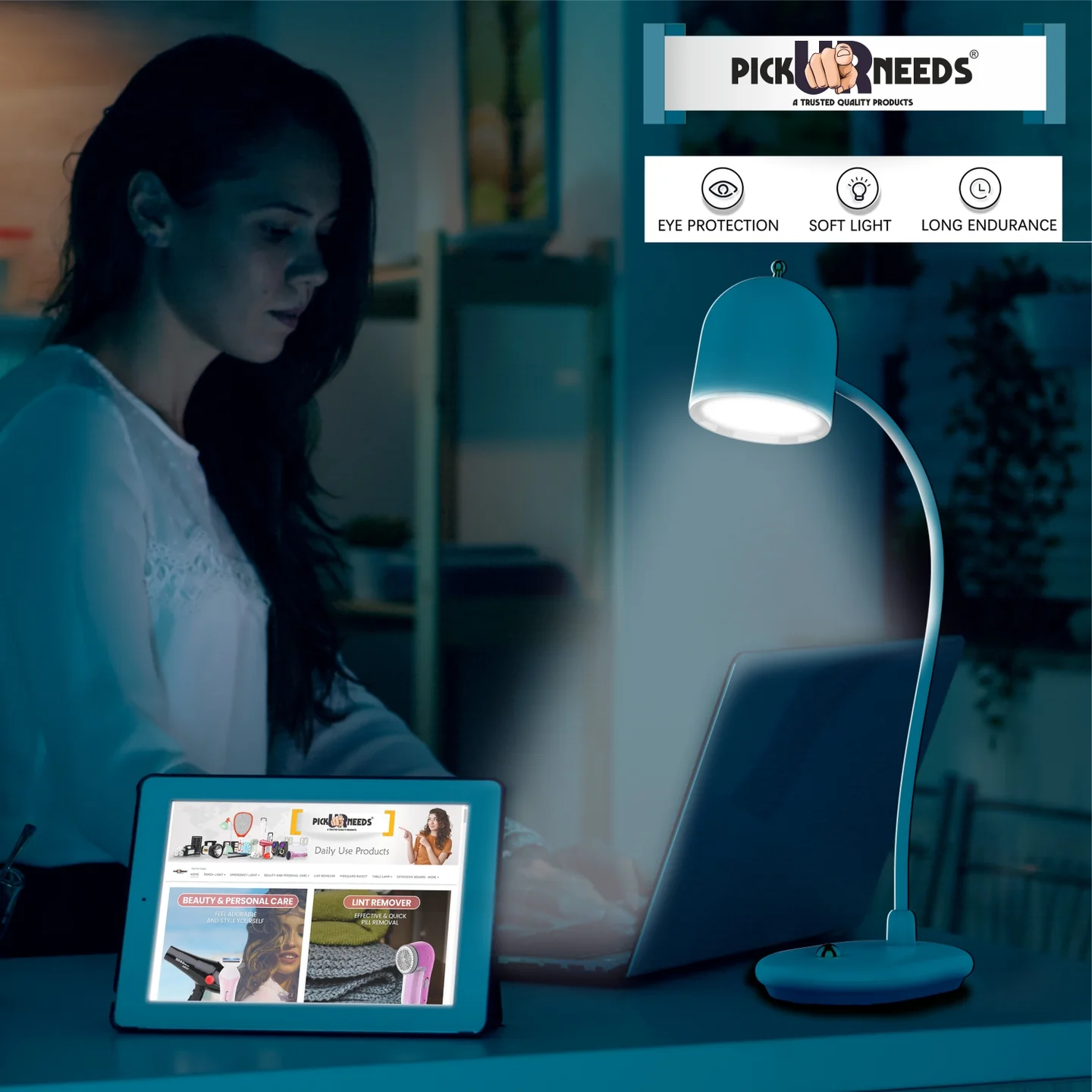 Rechargeable LED Touch Study Table Lamp for Kids | Eye Protection, USB Charging, Dimmable Light for Students & Reading