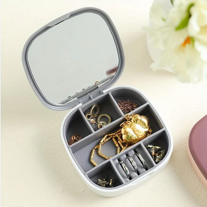 Mini Portable Cosmetic & Jewelry Organizer With Mirror