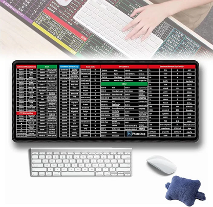 Anti-Slip Keyboard Pad, Shortcuts Pattern Mousepad, Non-Slip Lock Edge Keyboard Mouse Pad