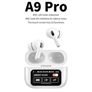 AirPods Pro A9 – Wireless Bluetooth Earbuds with Dual Noise Reduction (ANC + ENC), Battery Display & Smart Touch Control