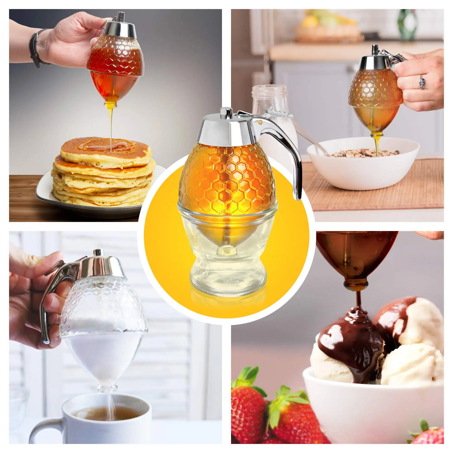 200ml Acrylic Honey & Syrup Dispenser with Stand