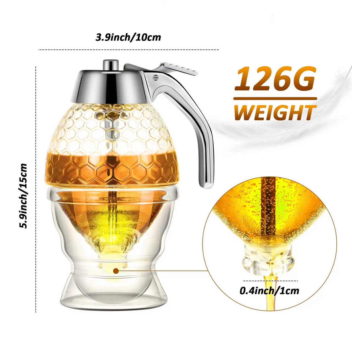 200ml Acrylic Honey & Syrup Dispenser with Stand