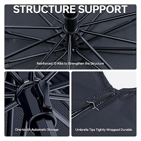 Car Sun Shade Windshield Cover - 31"x52" Black | UV Block & Heat Insulation Fabric for Maximum Sun Protection