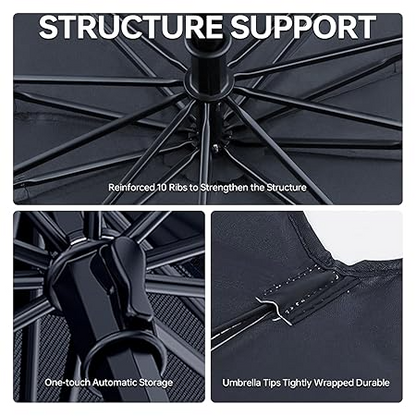 Car Sun Shade Windshield Cover - 31"x52" Black | UV Block & Heat Insulation Fabric for Maximum Sun Protection