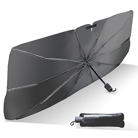 Car Sun Shade Windshield Cover - 31"x52" Black | UV Block & Heat Insulation Fabric for Maximum Sun Protection