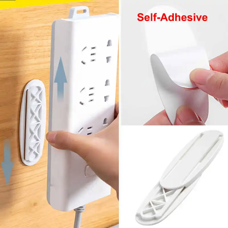 Self-Adhesive Socket Fixer | Power Strip Fixator | Wall-Mounted & Punch-Free Organizer