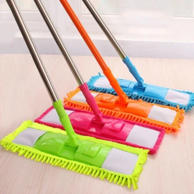 Flat Microfiber Floor Broom with 360° Rotating Head – Adjustable Handle, Washable Mop Pad for Home, Office & Wet/Dry Cleaning