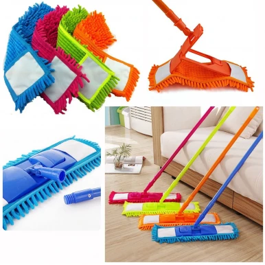Flat Microfiber Floor Broom with 360° Rotating Head – Adjustable Handle, Washable Mop Pad for Home, Office & Wet/Dry Cleaning