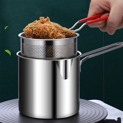 Stainless Steel Deep Frying Pot with Oil Draining Rack & Lid
