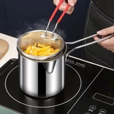 Stainless Steel Deep Frying Pot with Oil Draining Rack & Lid