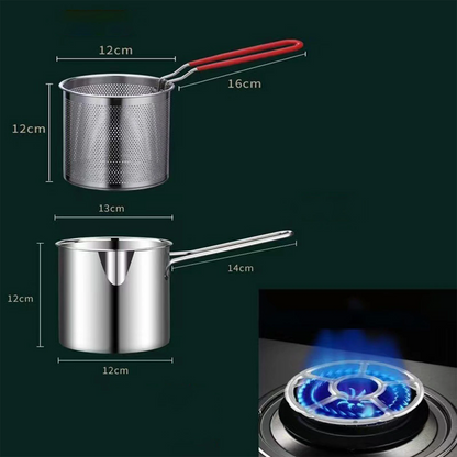 Stainless Steel Deep Frying Pot with Oil Draining Rack & Lid