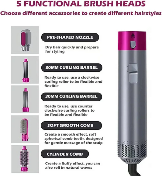 Decent 5 in 1 Multifunctional Hair Styler for Women | Hair Dryer, Curler, Straightener, Volumizer & Brush in One