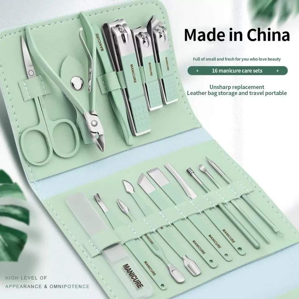 16-piece manicure pedicure set with case
