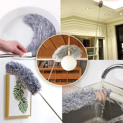 Microfiber Feather Flexible Duster Kit with 30-100 Inches Telescoping Extension Pole