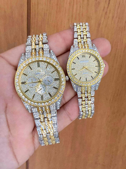 Luxury Stone Couple Pair Watch – Elegant His & Hers Matching Timepieces