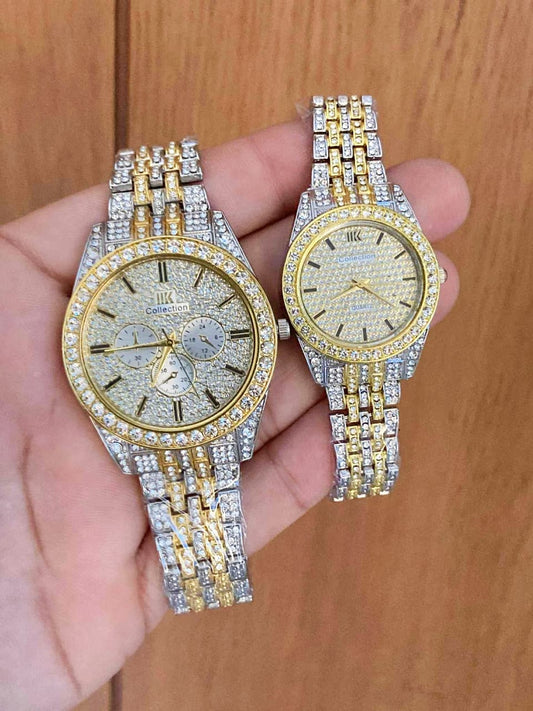 Luxury Stone Couple Pair Watch – Elegant His & Hers Matching Timepieces