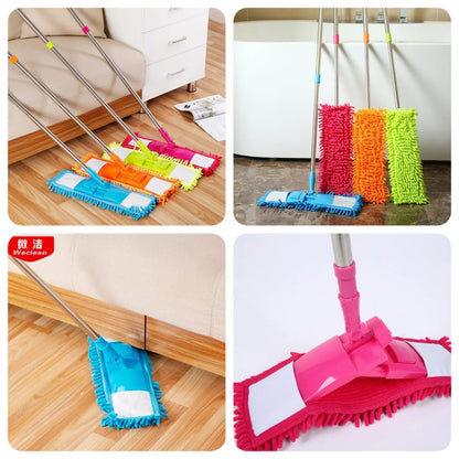 Flat Microfiber Floor Broom with 360° Rotating Head – Adjustable Handle, Washable Mop Pad for Home, Office & Wet/Dry Cleaning