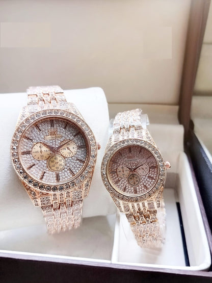 Luxury Stone Couple Pair Watch – Elegant His & Hers Matching Timepieces