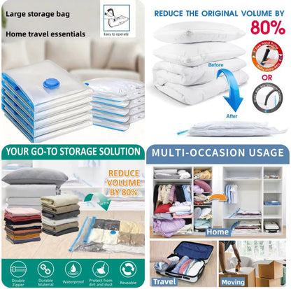 Vacuum Storage Bags – (5 Pack) with Hand Pump |  Save Up to 80% Space!