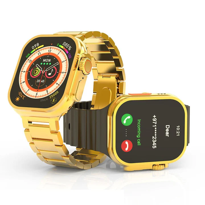 HK9 Ultra Smart Watch Gold Edition – Luxury AMOLED Display, Bluetooth Calling, Fitness Tracker & Long Battery Life