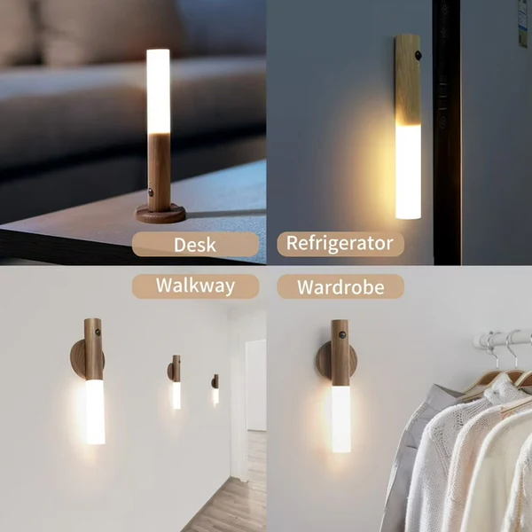 Ai Intelligent 2in1 Motion Induction Wooden Shade Self Adhesive Tube Light