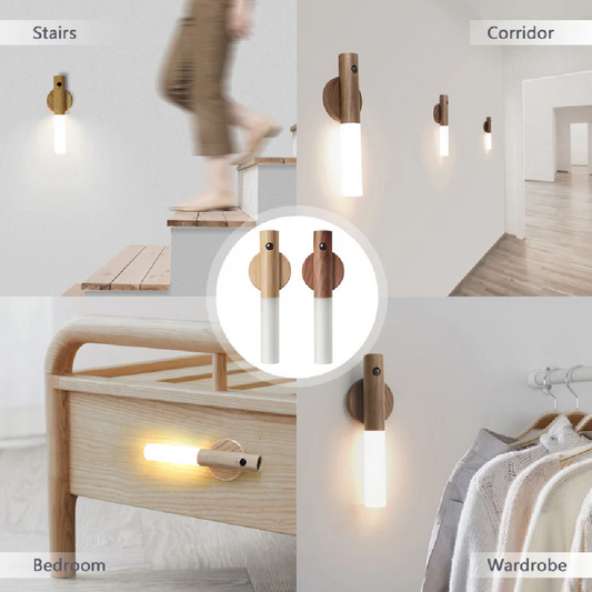 Ai Intelligent 2in1 Motion Induction Wooden Shade Self Adhesive Tube Light