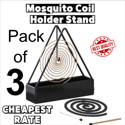 Pack Of 3- Coil Insense Burner| Mosquito Coils Holder Full Metal Triangular | Hanging Coil Tray Ash Catcher Storage