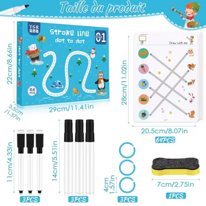 64 Pages Reusable Magical Tracing Workbook Set with Marker & Duster
