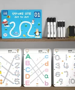 64 Pages Reusable Magical Tracing Workbook Set with Marker & Duster