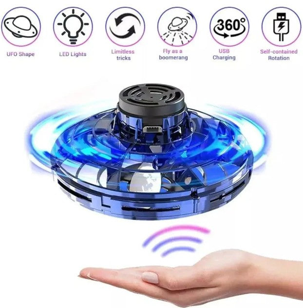 Flying Spinner UFO Toy – Rechargeable Flying Spinner | Hand-Controlled Flying Spinner Toy | 360° Rotating Flying Spiner with LED Lights